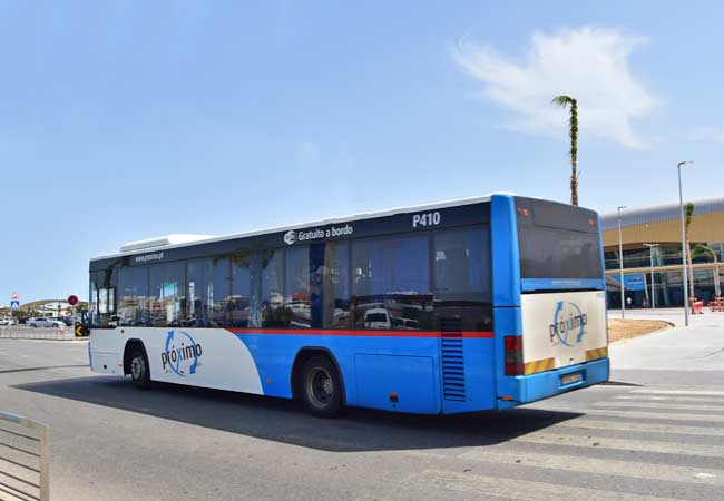 The number 16 bus from the airport into Faro city centre