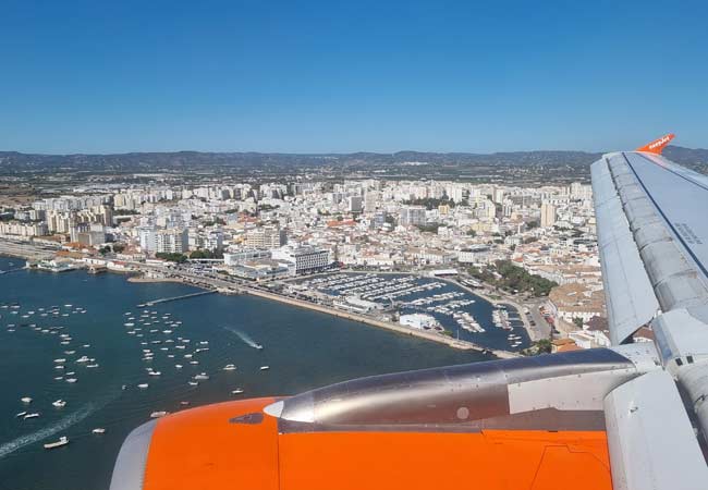 flight path over Faro city